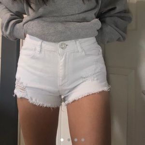 rsq high rise white shorts